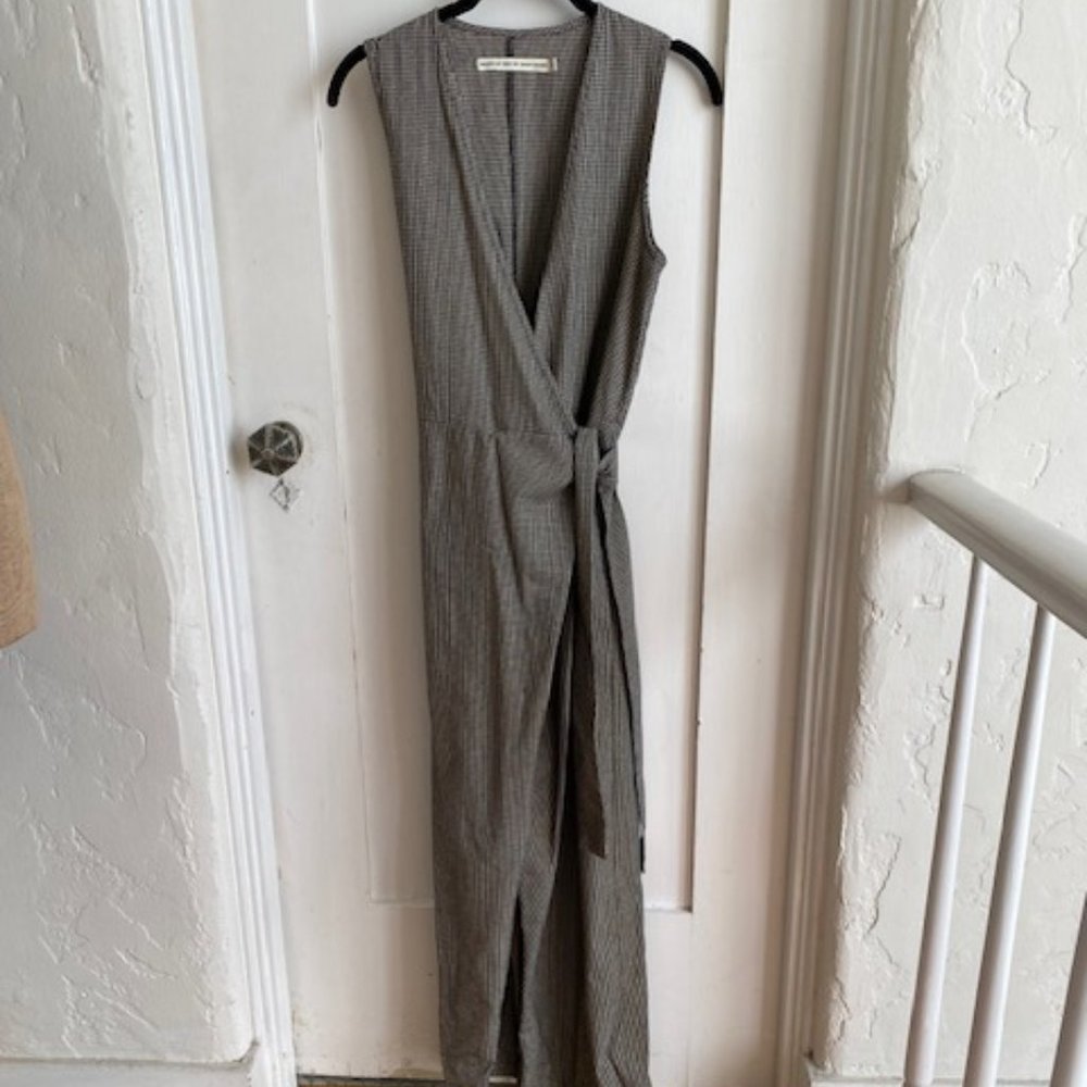 Shades of Grey by Micah Cohen Micro Plaid Wrap Culotte Jumpsuit Size S